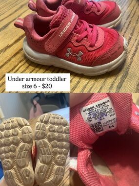 Under Armour Pink Toddler Sneakers with Hook-and-Loop Strap